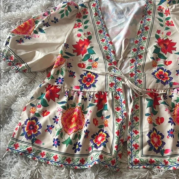 Floral Tie-Front Top - BNWOT - Picture 6 of 7